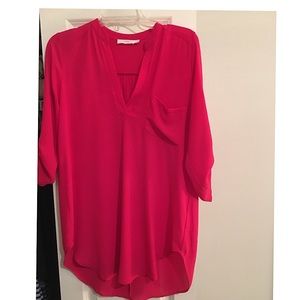 Lush Roll Sleeve Tunic - Hot Pink